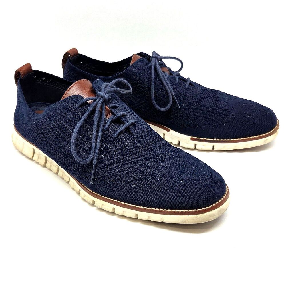 Cole Haan Zerogrand Navy Blue Stitchlite Wingtip Oxford Shoes Size 11.5